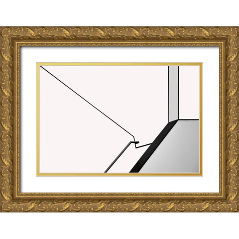 Van Abbe Lines Gold Ornate Wood Framed Art Print with Double Matting by Niezen, Jan