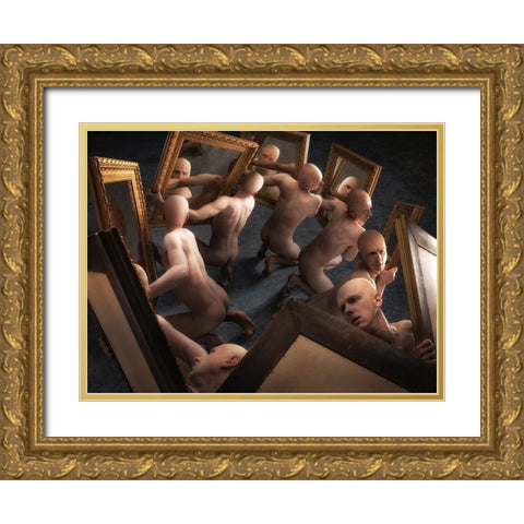 Narcissism Gold Ornate Wood Framed Art Print with Double Matting by Kiciak, Christophe