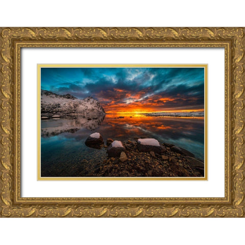 Sky On Fire Gold Ornate Wood Framed Art Print with Double Matting by Hoffmann, Raymond