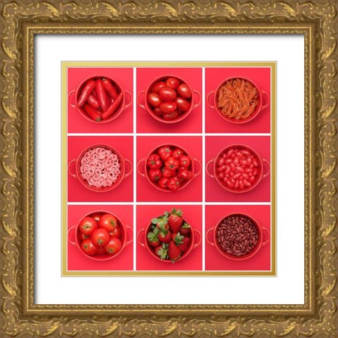 It Is All About Red Gold Ornate Wood Framed Art Print with Double Matting by Saratonina, Sarah
