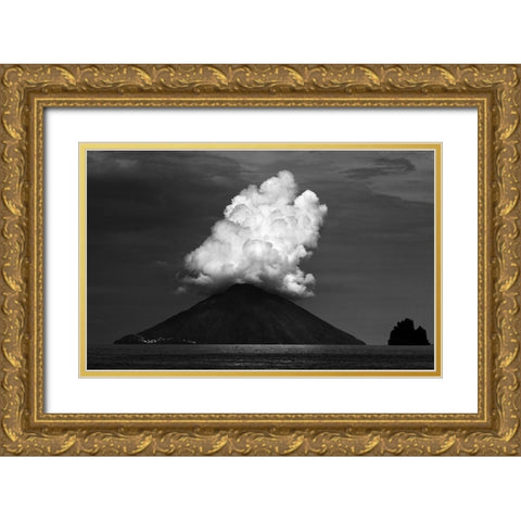 Stromboli Eruption Gold Ornate Wood Framed Art Print with Double Matting by Hawerkamp, Hans-Wolfgang