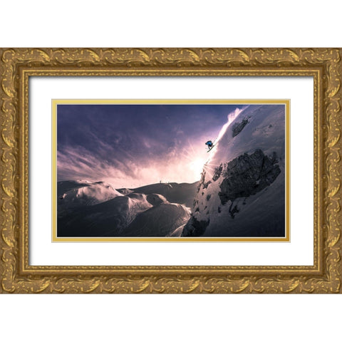 Fly For A While Gold Ornate Wood Framed Art Print with Double Matting by Bertoncelj, Sandi