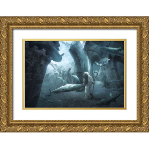 The Sea Shepherd Gold Ornate Wood Framed Art Print with Double Matting by Kiciak, Christophe