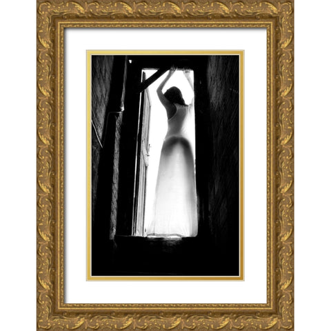 Welcoming Sunshine Gold Ornate Wood Framed Art Print with Double Matting by Mest, Olga