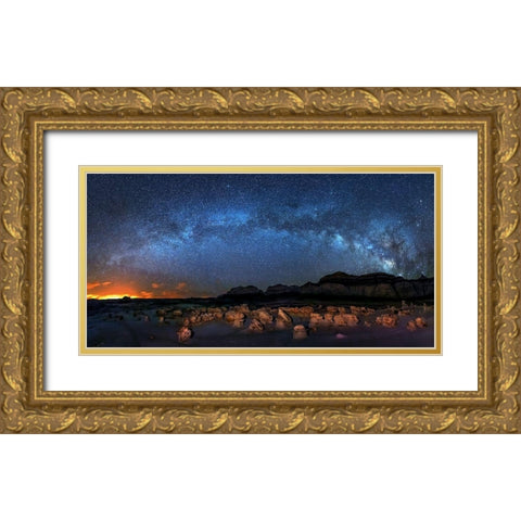 Bisti Egg Garden Gold Ornate Wood Framed Art Print with Double Matting by Zhu, Hua
