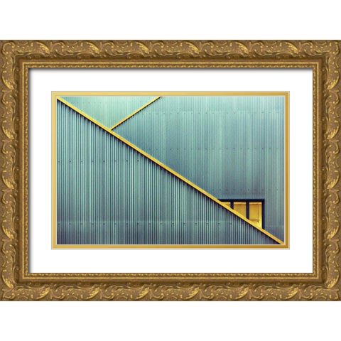 Stairs Gold Ornate Wood Framed Art Print with Double Matting by Niezen, Jan