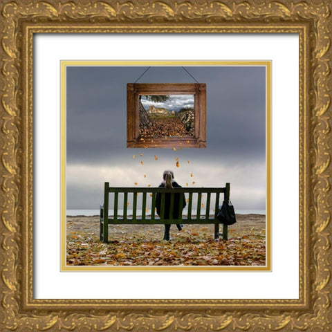 Piece Of Art Gold Ornate Wood Framed Art Print with Double Matting by Digalakis, George