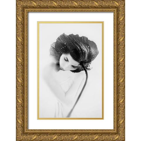 Flower Woman Gold Ornate Wood Framed Art Print with Double Matting by Ignatova, Desislava