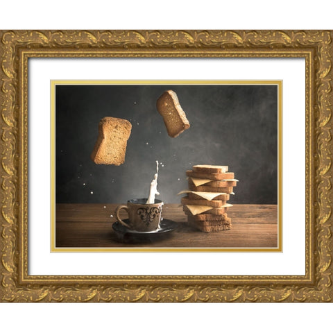 Splash Gold Ornate Wood Framed Art Print with Double Matting by Bader, Ali