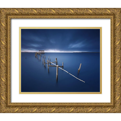 Carrasqueira Azul Gold Ornate Wood Framed Art Print with Double Matting by Pablo De, Juan
