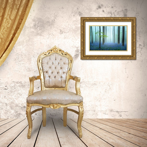 The Blue Forest ........ Gold Ornate Wood Framed Art Print with Double Matting by Haaksma, Piet