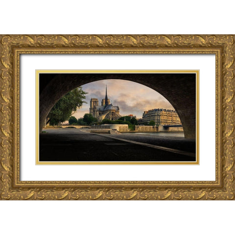 Early Paris Gold Ornate Wood Framed Art Print with Double Matting by Jones, Brad