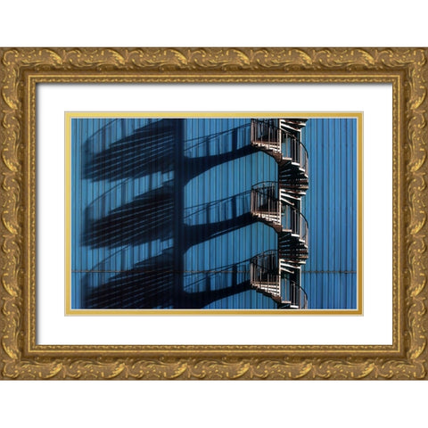 Spiral Staircase And Shadows Gold Ornate Wood Framed Art Print with Double Matting by Hawerkamp, Hans-Wolfgang