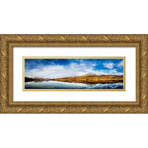 Taleghan Lake-Alborz-Iran. Gold Ornate Wood Framed Art Print with Double Matting by Ebrahimi, Behnam