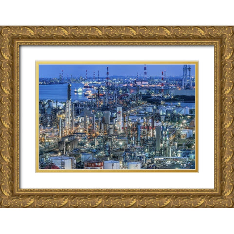 Coastal Industrial Area Gold Ornate Wood Framed Art Print with Double Matting by Tetsurou, Kobayashi