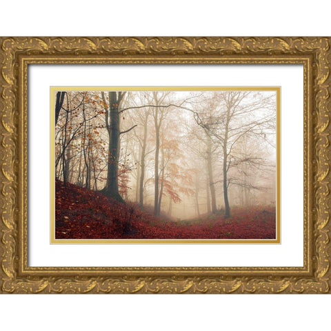 Waiting For The Deer. Gold Ornate Wood Framed Art Print with Double Matting by Londal, Leif