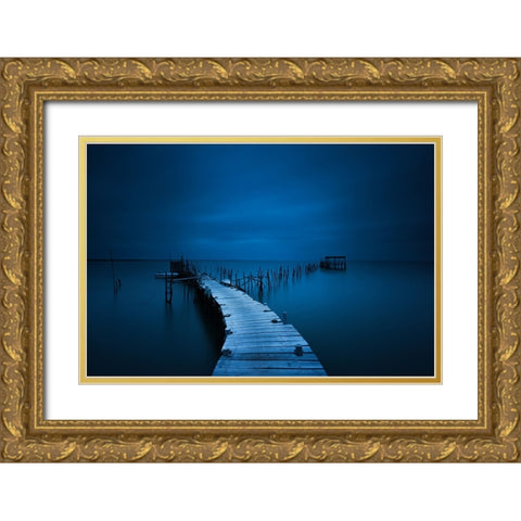 Stilts Gold Ornate Wood Framed Art Print with Double Matting by Moreno, Miguel