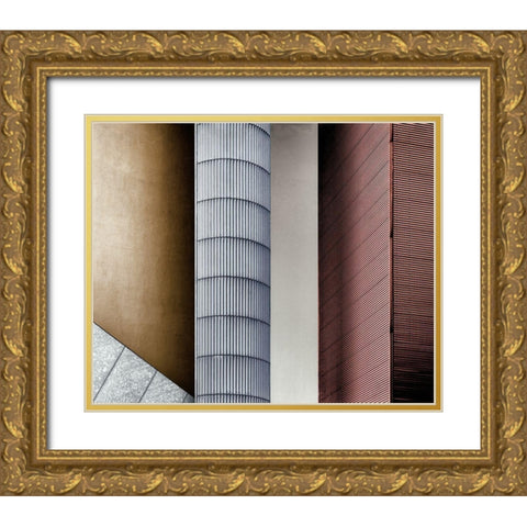 Old A New. Gold Ornate Wood Framed Art Print with Double Matting by Verschelden, Harry