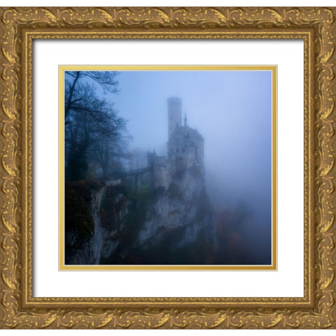 Castle In The Mist Gold Ornate Wood Framed Art Print with Double Matting by Gastager, Daniel