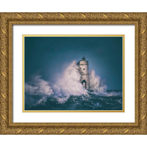 The Lighthouse Mangiabarche Gold Ornate Wood Framed Art Print with Double Matting by Atzori, Daniele