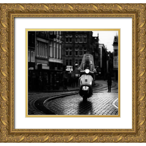Vespa Gold Ornate Wood Framed Art Print with Double Matting by Oncete, Julien