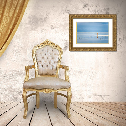 Low Tide Gold Ornate Wood Framed Art Print with Double Matting by Milushev, Anca