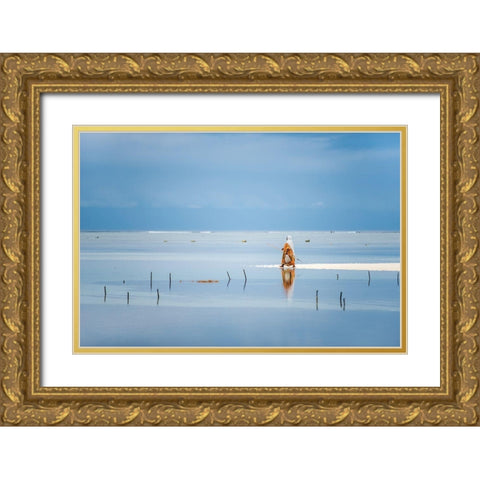 Low Tide Gold Ornate Wood Framed Art Print with Double Matting by Milushev, Anca