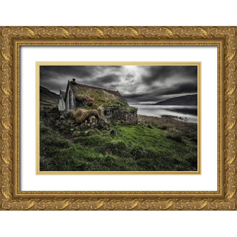 Turf And Stones Gold Ornate Wood Framed Art Print with Double Matting by Ingibergsson, Bragi