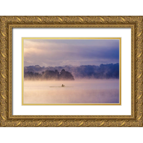 Morning Exercise Gold Ornate Wood Framed Art Print with Double Matting by Li, Austin