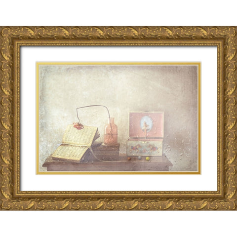 The Little Ballerina Gold Ornate Wood Framed Art Print with Double Matting by Devos, Delphine