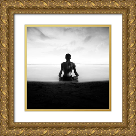 Meditasi Gold Ornate Wood Framed Art Print with Double Matting by Alrasyid, Ajie