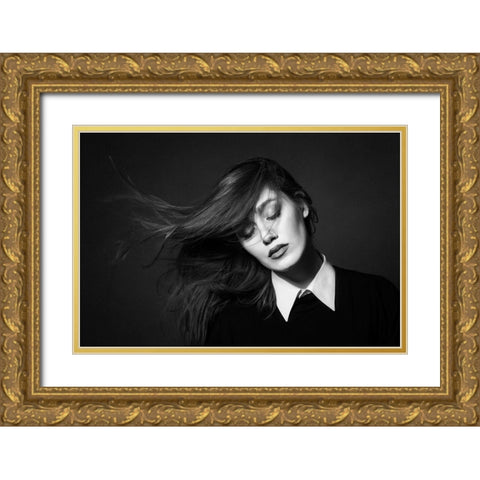 Storm Gold Ornate Wood Framed Art Print with Double Matting by Minaeian, Ehsan