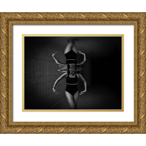 Ballerina Gold Ornate Wood Framed Art Print with Double Matting by Zocca, Stefano