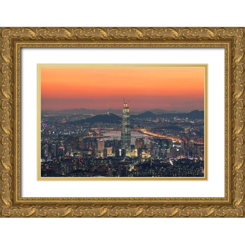 Seoul In The Republic Of Korea Gold Ornate Wood Framed Art Print with Double Matting by Her, Heung-Mu