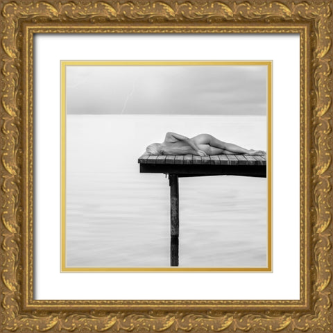 Qspilling Linesq Gold Ornate Wood Framed Art Print with Double Matting by Stefanovicius, Paulius