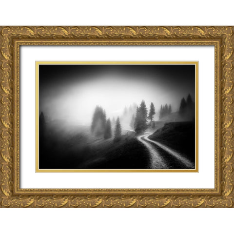 In The Mountains Gold Ornate Wood Framed Art Print with Double Matting by Keller, Nic
