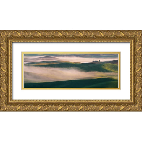 Dream Land In Morning Mist-2 Gold Ornate Wood Framed Art Print with Double Matting by Li, Austin