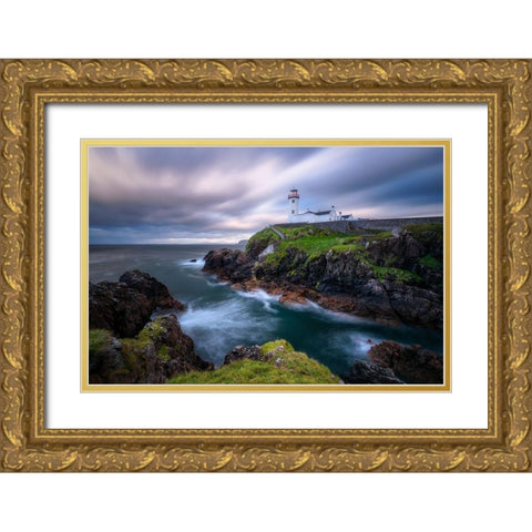 Fanad Head Lighthouse Gold Ornate Wood Framed Art Print with Double Matting by Gastager, Daniel
