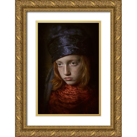 Old Fashion Boy Gold Ornate Wood Framed Art Print with Double Matting by Kayen-Mouthaan, Carola