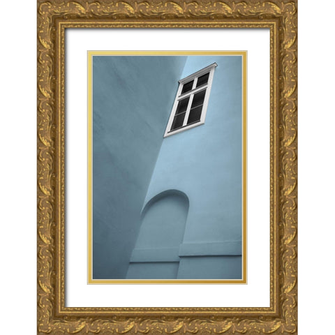 White Window Gold Ornate Wood Framed Art Print with Double Matting by Claes, Gilbert