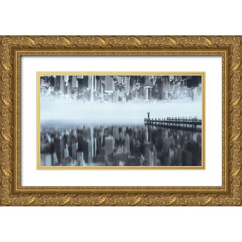 City Of Mirror Gold Ornate Wood Framed Art Print with Double Matting by F, Terry
