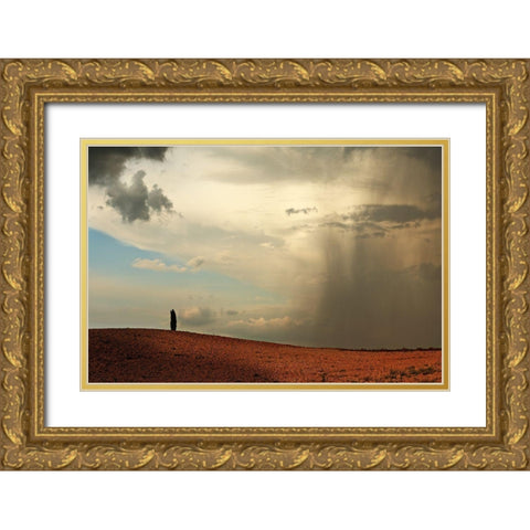 The Rain Comes Gold Ornate Wood Framed Art Print with Double Matting by Riha, Milan