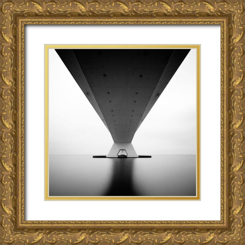 Zeeland Bridge Gold Ornate Wood Framed Art Print with Double Matting by Cheetham, Steve