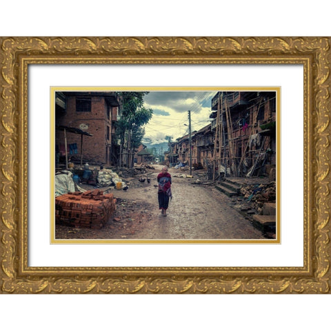 Alone Gold Ornate Wood Framed Art Print with Double Matting by Al Farsi, Haitham