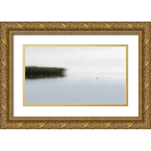 The Lone Fisher Gold Ornate Wood Framed Art Print with Double Matting by Emanuelson, Bjorn