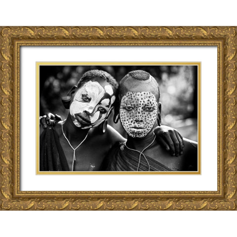 Painted Faces Gold Ornate Wood Framed Art Print with Double Matting by Cole, Trevor