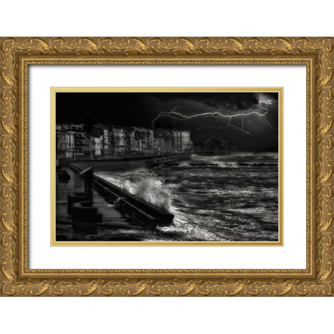 Dark Stormy Evening In Normandy Gold Ornate Wood Framed Art Print with Double Matting by Depaepe, Yvette