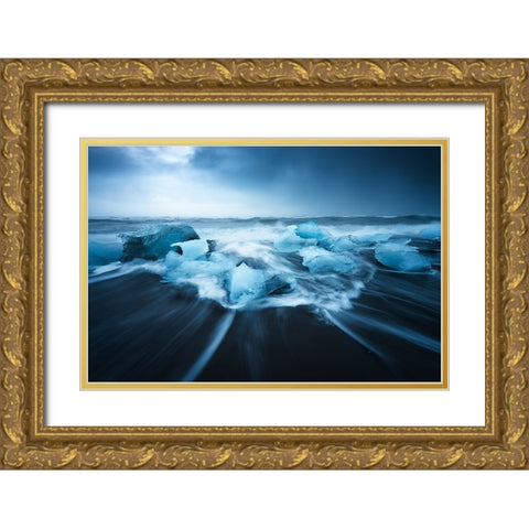Blue Ice Gold Ornate Wood Framed Art Print with Double Matting by Martin Castan, David