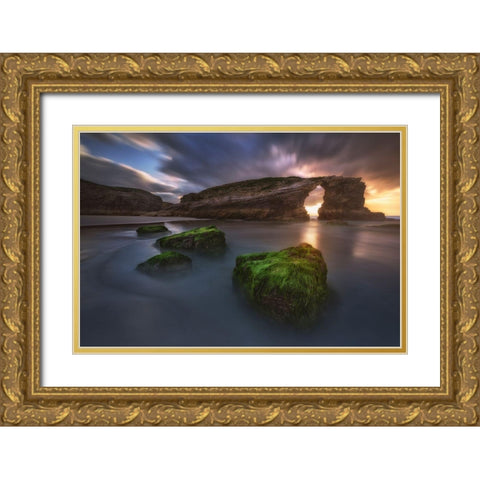 Beach Of The Cathedrals Gold Ornate Wood Framed Art Print with Double Matting by F. Turienzo, Carlos