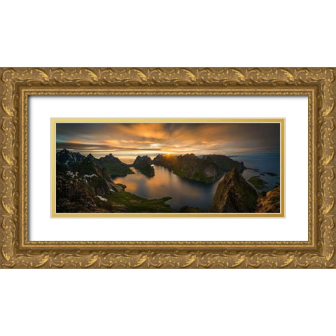 Helvete Midnight Sun Gold Ornate Wood Framed Art Print with Double Matting by Kruczynski, Wojciech